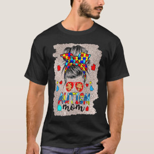Camiseta Mãe de Autismo de Coque Desarrumado Em Abril Apoio