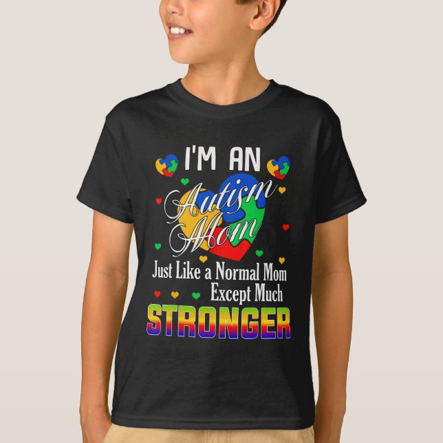 Camiseta Mãe de Autismo Mais Forte Peça de Quebra-Cabeça Co (Frente)