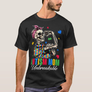 Camiseta Mãe de Autista Esqueleto Forte Inquebrantável Cons
