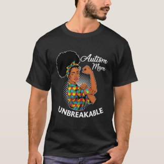 Camiseta Mãe de Autista Inquebrantável Mulher Negra Conscie