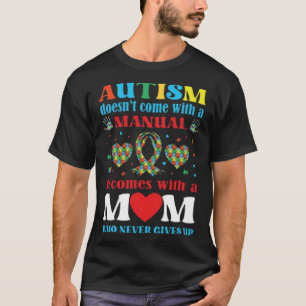 Camiseta Mãe de Autista Sem Manual Gráfico Coração