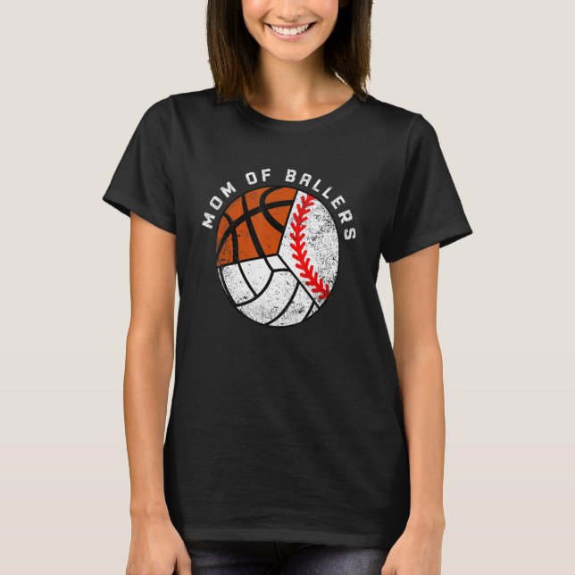 Camiseta Mãe De Ballers Baseball De Voleibol Mo (Frente)