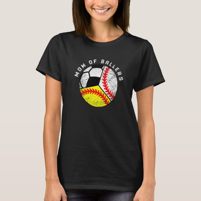 Camiseta Mãe De Ballers Baseball Softball Soccer (Frente)