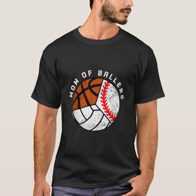Camiseta Mãe De Ballers De Basquete De Voleibol (Frente)