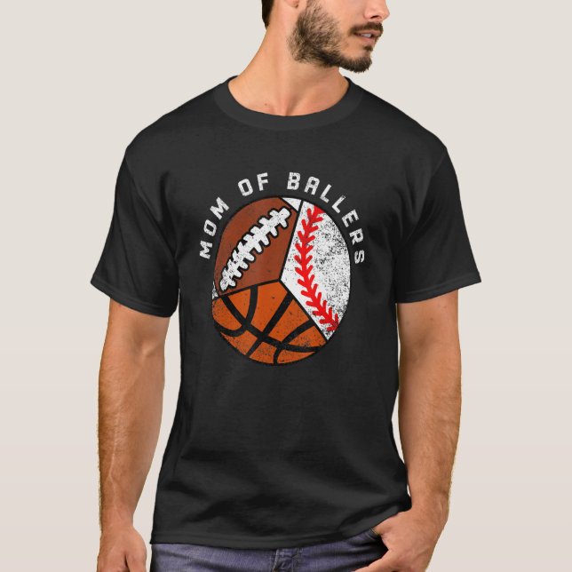Camiseta Mãe De Ballers De Futebol De Basball (Frente)