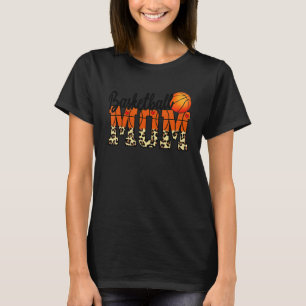 Camiseta Mãe De Basquete Com Leopardo E Coração Vermelho Pa