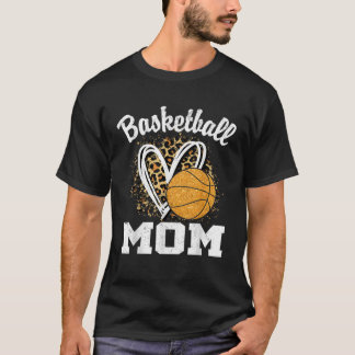 Camiseta Mãe de Basquete Coração de Leopardo