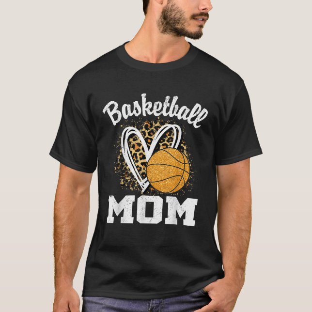 Camiseta Mãe de Basquete Coração de Leopardo  (Frente)