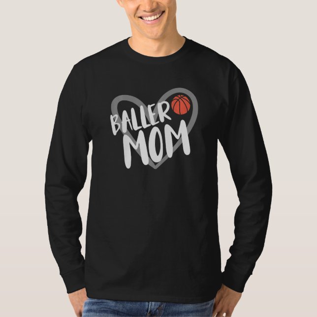 Camiseta Mãe de Basquete Coração Mãe de Bola  (Frente)