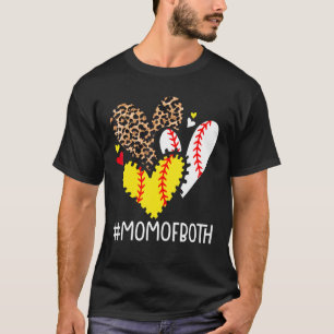 Camiseta Mãe De Beisebol Do Coração Leopardo Mãe Baseball M