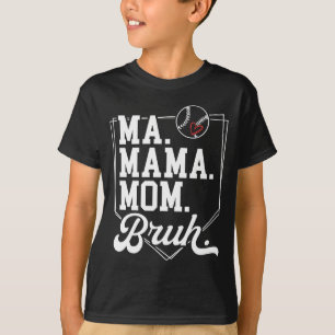 Camiseta Mãe de beisebol engraçada Bruh com nome e número d