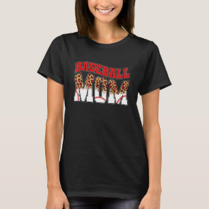 Camiseta Mãe de Beisebol Mama Esporte Estampa de Leopardo V