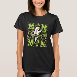 Camiseta Mãe de Beisebol Relâmpago de Beisebol Leopardo Ver