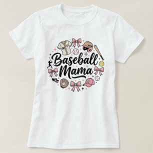 Camiseta Mãe de Beisebol Rosa Fofa - Dia de Jogo E