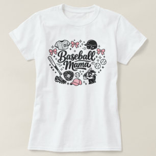 Camiseta Mãe de Beisebol Rosa Fofa - Dia de Jogo E