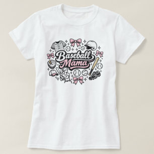 Camiseta Mãe de Beisebol Rosa Fofa - Dia de Jogo E