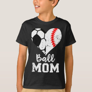Camiseta Mãe de Bola Coração Engraçado Beisebol Futebol Mãe