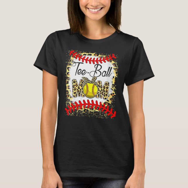 Camiseta Mãe de Bola de Tee Mãe de Softball Leopardo Sangra (Frente)
