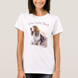 Camiseta Mãe de Cachorro Basset Hound Floral