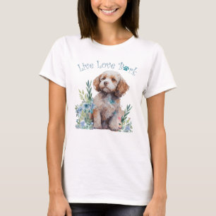 Camiseta Mãe de Cachorro Cockapoo Floral
