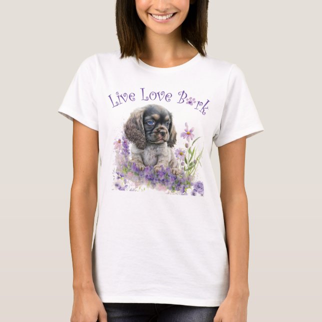 Camiseta Mãe de Cachorro Cocker Spaniel Floral (Frente)