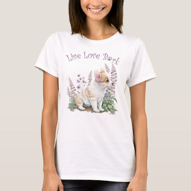 Camiseta Mãe de Cachorro Corgi Floral (Frente)