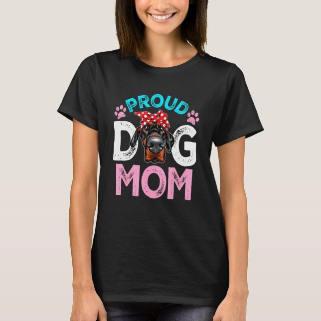 Camiseta Mãe de Cachorro Doberman Orgulhosa e Fofa - Dia da (Frente)