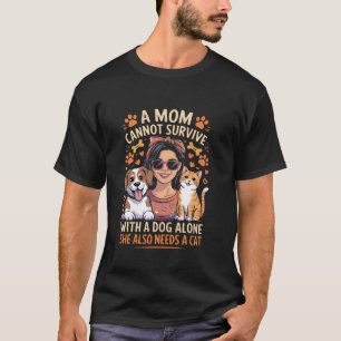 Camiseta Mãe de Cachorro e Gato Novidade Roupas de Mãe de P