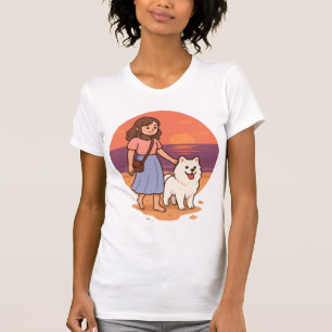Camiseta Mãe de Cachorro Fofo Passeando Pupila Fofa na Prai