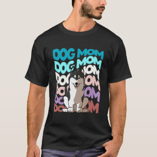 Camiseta Mãe de Cachorro Husky Siberiano Legal Retrô Vintag