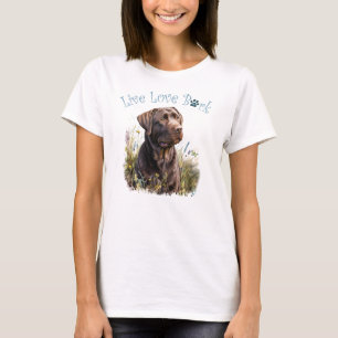 Camiseta Mãe de Cachorro Lab Chocolate Floral