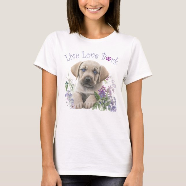 Camiseta Mãe de Cachorro Labrador Floral (Frente)