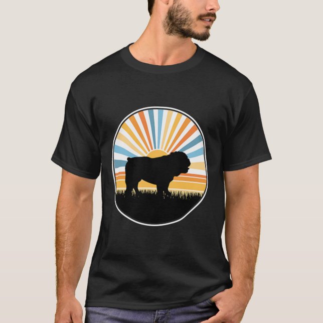 Camiseta - Mãe de Cachorro Pai de Cachorro Pôr do Sol Retrô (Frente)