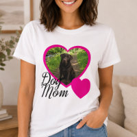 Mãe de Cachorro Script Rosa Coração Foto Branco