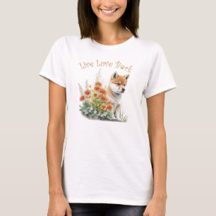 Camiseta Mãe de Cachorro Shiba Inu Floral