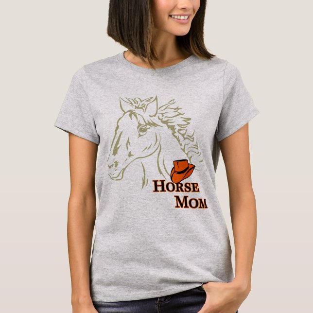 Camiseta Mãe de cavalo com chá de chapéu feminino (Frente)