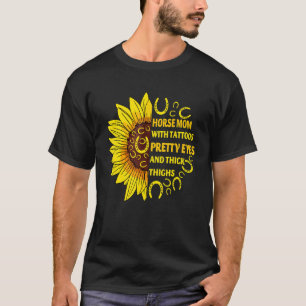Camiseta Mãe de Cavalo Com Tatuagens Olhos Bonitos Coxa Gro