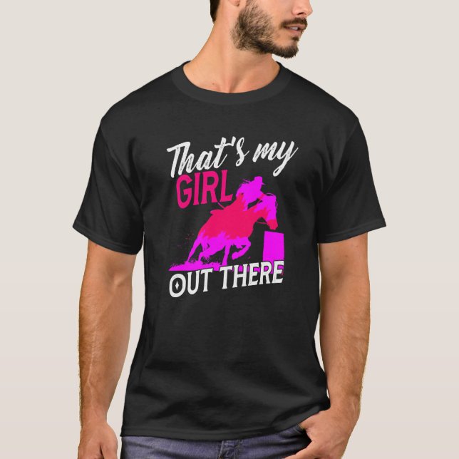 Camiseta Mãe de Cavalo de Barrel que é minha garota lá fora (Frente)