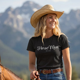Camiseta Mãe de Cavalo Estilo Letra Preta Estabelecida