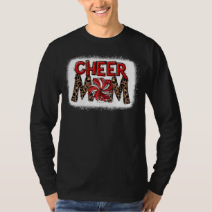 Camiseta Mãe de Cheer Leopard Descolorido Feminino Orgulhos