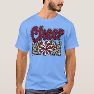 Camiseta Mãe de Cheerleader Letras de Leopardo Marrom Cheer