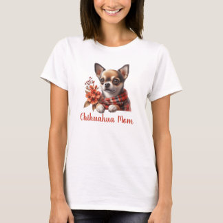 Camiseta Mãe de Chihuahua Fofo com Flores