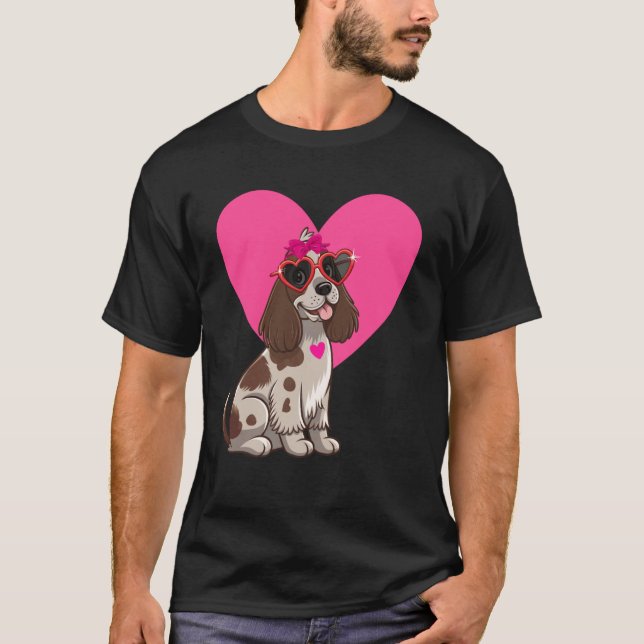 Camiseta Mãe de Cocker Spaniel Inglês no Dia dos Namorados  (Frente)