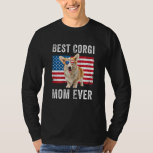 Camiseta Mãe de Corgi Feminina EUA Bandeira Americana Dona 