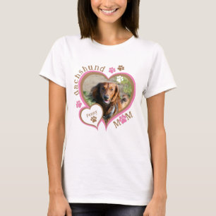 Camiseta Mãe de Dachshund Fofa Foto Personalizada
