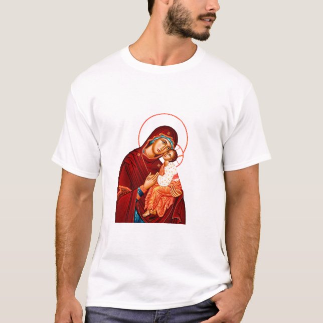 Camiseta Mãe de Deus, doce ícone de beijo (Frente)