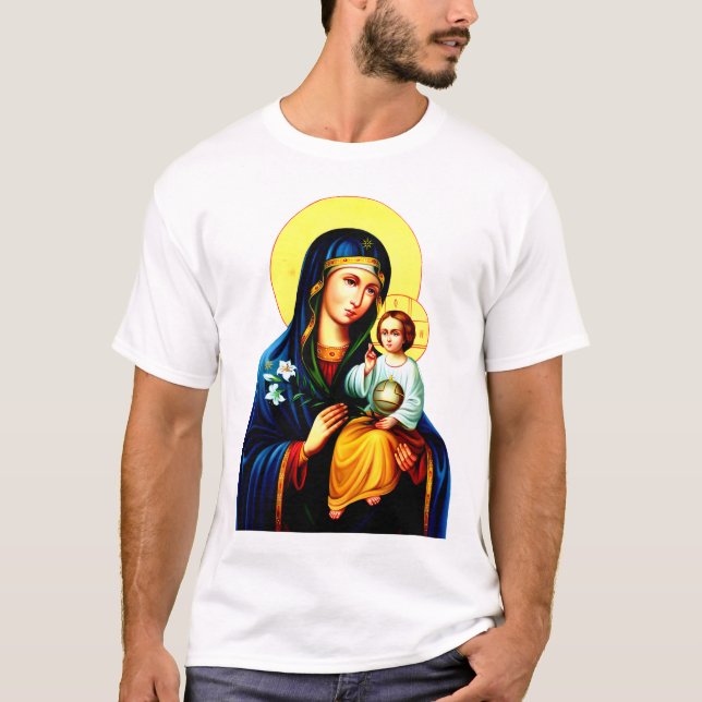 Camiseta Mãe de Deus Virgem e criança 2 ícone (Frente)