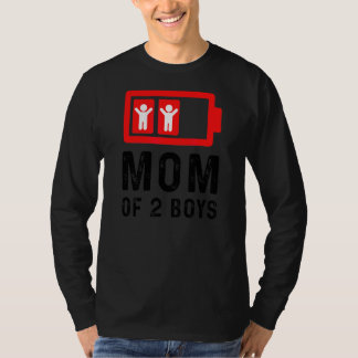 Camiseta Mãe De Dois Rapazes De Mulheres De Aniversário Do 