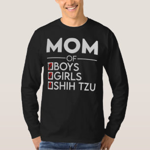 Camiseta Mãe De Dois Rapazes Duas Meninas E Um Shih Tzu