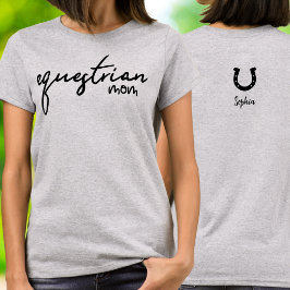 Camiseta Mãe de Equitação Cavalo Show Ferradura com Nome